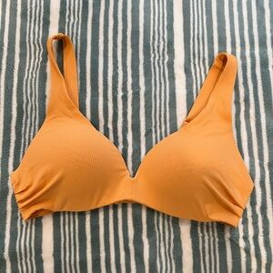 Vibrant Orange Ribbed Bikini Top